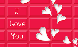 フリー素材 イラスト 冬 バレンタイン チョコレート 板チョコ ハート カード 名刺 名刺サイズ テンプレート 印刷 Valentine's day 無料 商用可 PNG