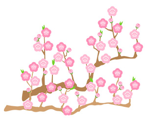 フリー素材 イラスト おひなさま お雛様 雛祭り 梅の花 春 無料 商用可 PNG
