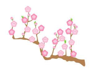 フリー素材 イラスト おひなさま お雛様 雛祭り 梅の花 春 無料 商用可 PNG