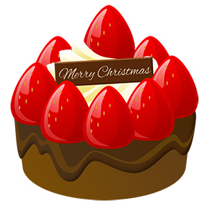 フリー素材 イラスト 冬 クリスマス ケーキ イチゴケーキ チョコケーキ X'mas 無料 商用可 PNG