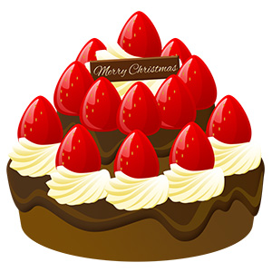 フリー素材 イラスト 冬 クリスマス ケーキ イチゴケーキ チョコケーキ X'mas 無料 商用可 PNG