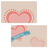 バレンタイン ハート レトロ カード 名刺 名刺サイズ テンプレート 印刷 Valentine's day 冬 無料 イラスト フリー素材 商用可 png
