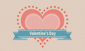 フリー素材 イラスト 冬 バレンタイン ハート レトロ カード 名刺 名刺サイズ テンプレート 印刷 Valentine's day 無料 商用可 PNG