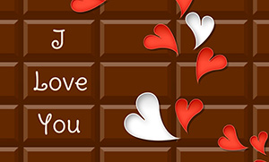 フリー素材 イラスト 冬 バレンタイン チョコレート 板チョコ ハート カード 名刺 名刺サイズ テンプレート 印刷 Valentine's day 無料 商用可 PNG