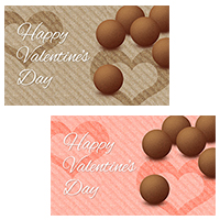 バレンタイン チョコレート トリュフ ハート カード 名刺 名刺サイズ テンプレート 印刷 Valentine's day 冬 無料 イラスト フリー素材 商用可 png